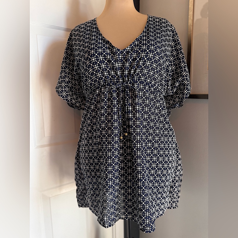 Like New Merona Cover up Dolman Sleeve dress •navy/white